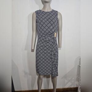 Michael Kors Black and White Diamond Pattern Midi Dress